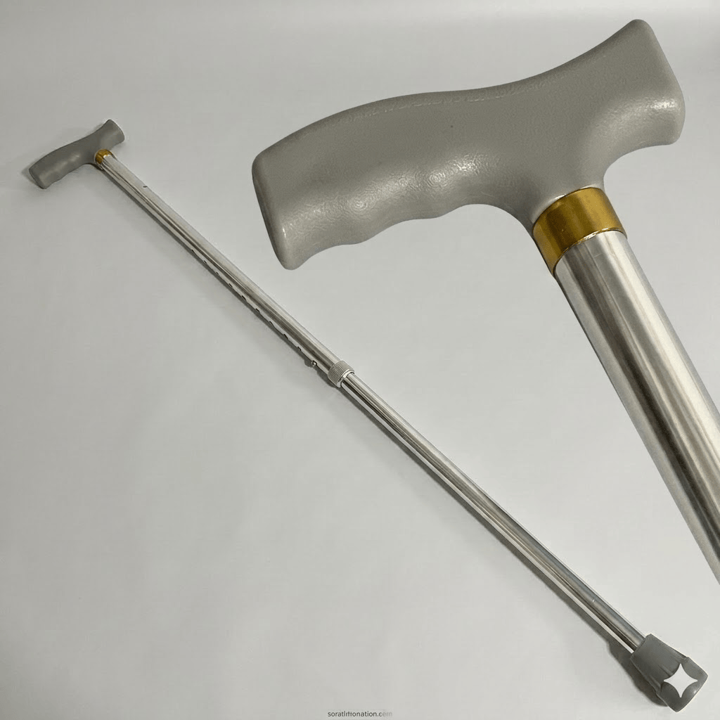 Premium Adjustable Aluminium Walking Stick – Elegant Silver Color