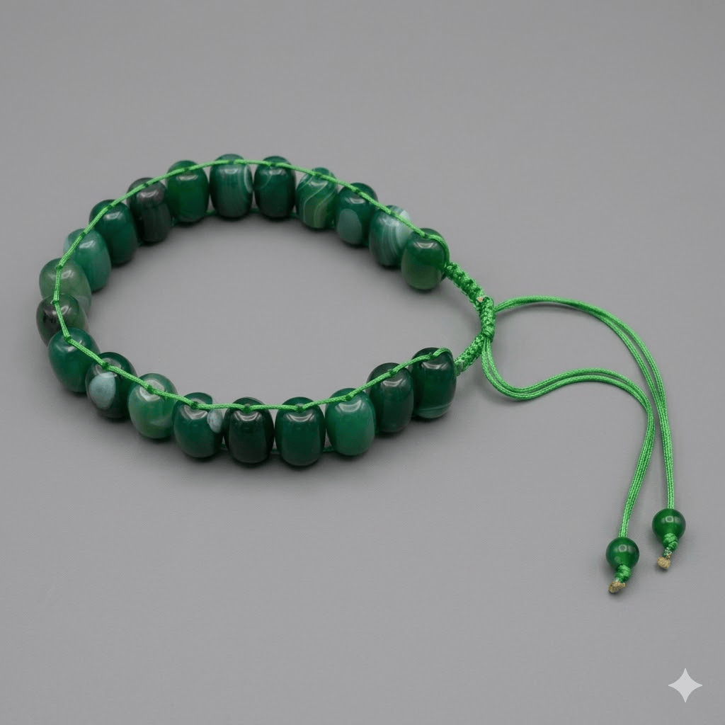 Turkish Round Green  Aqeeq  Stone Tasbeeh 21 Beads , Natural Original Gem-stone