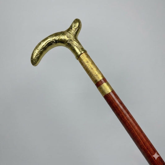 Wooden Walking Can with Brass in Handle (only)  – Vintage Golden color Handle