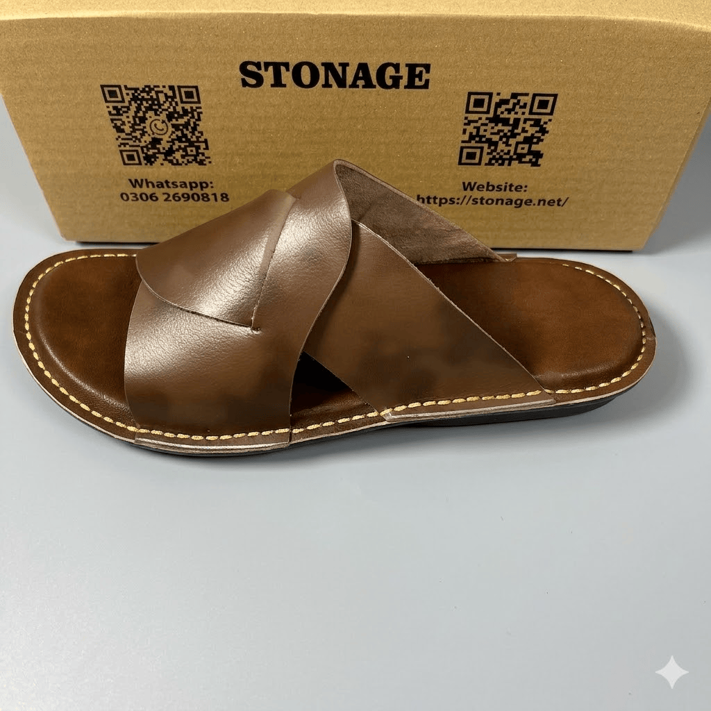 Handmade Double Shade Brown Slippers for Men – Lightweight & Soft Sole