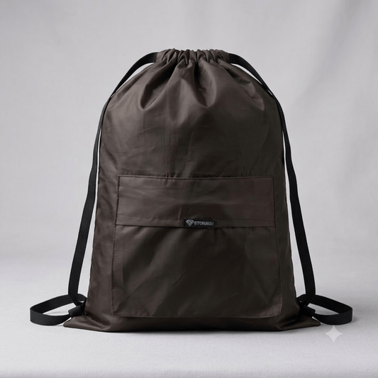 Single , Drawstring Bag – , Waterproof, All-Purpose for Hajj Umrah College/Uni , Gym & Daily Use (Coffee Brown)