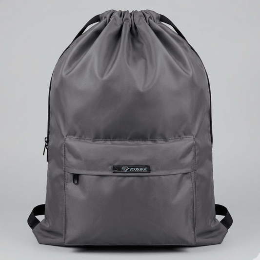 Single, Drawstring Bag – , Waterproof, All-Purpose for Hajj Umrah College/Uni , Gym & Daily Use ( Light Grey)