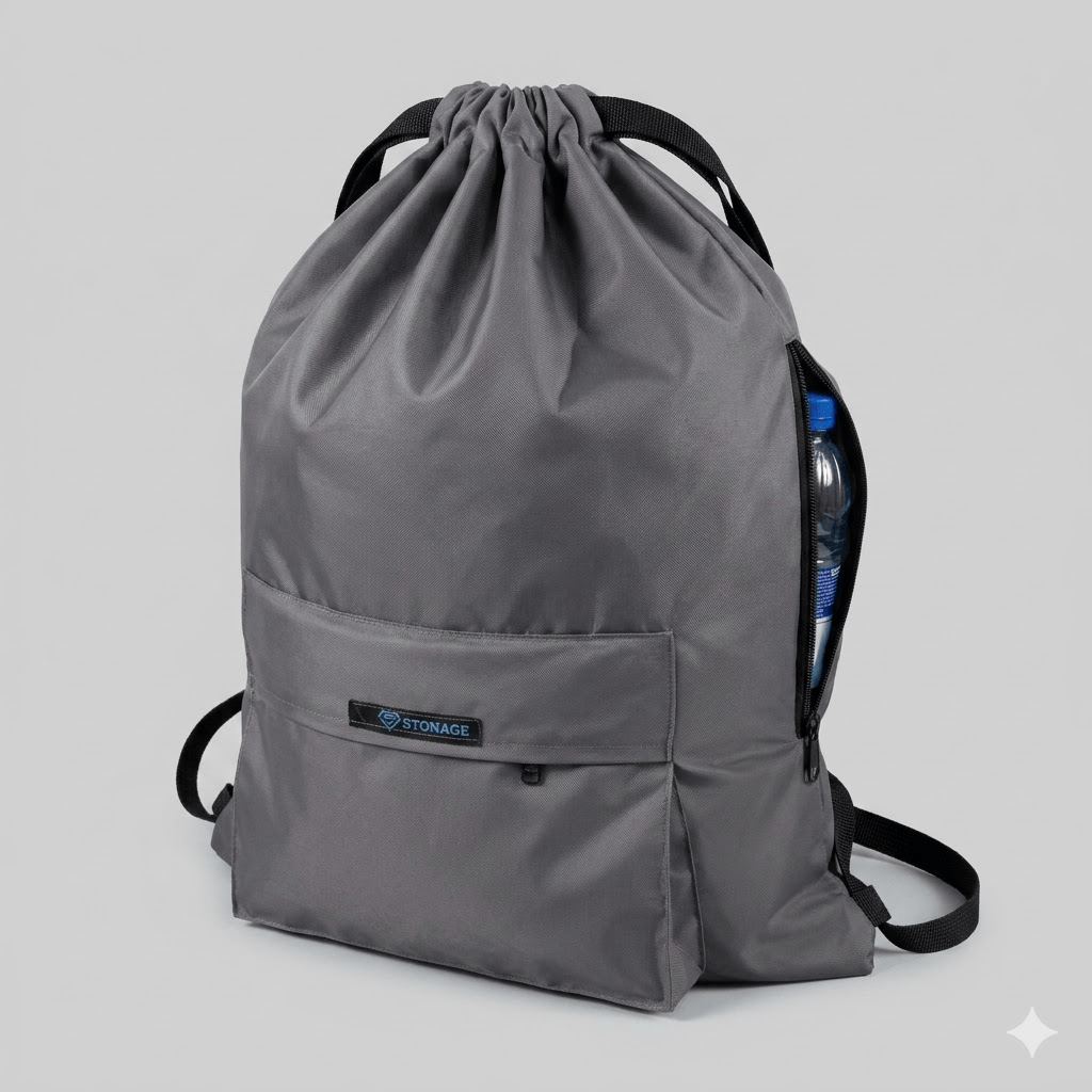 Single, Drawstring Bag – , Waterproof, All-Purpose for Hajj Umrah College/Uni , Gym & Daily Use ( Light Grey)