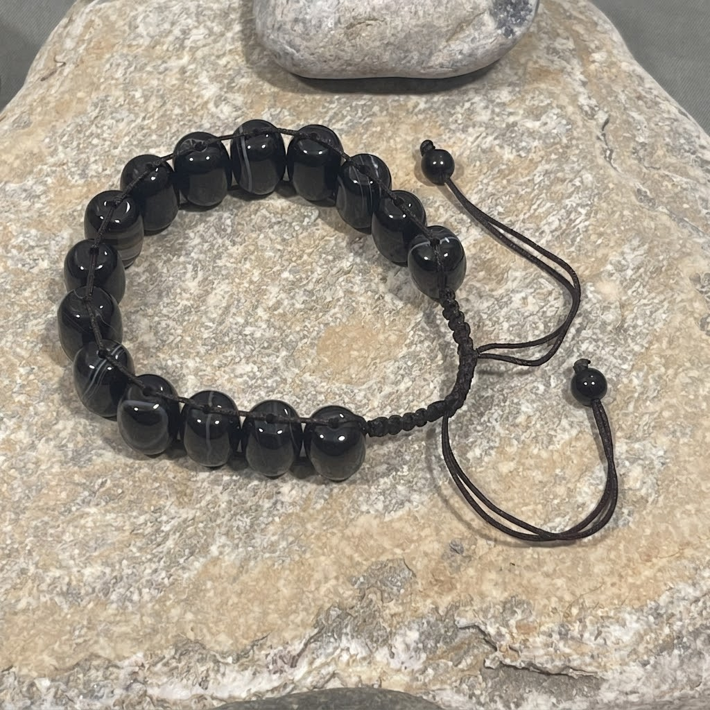 Turkish Round Black  Aqeeq  Stone Tasbeeh Natural Gem-stone