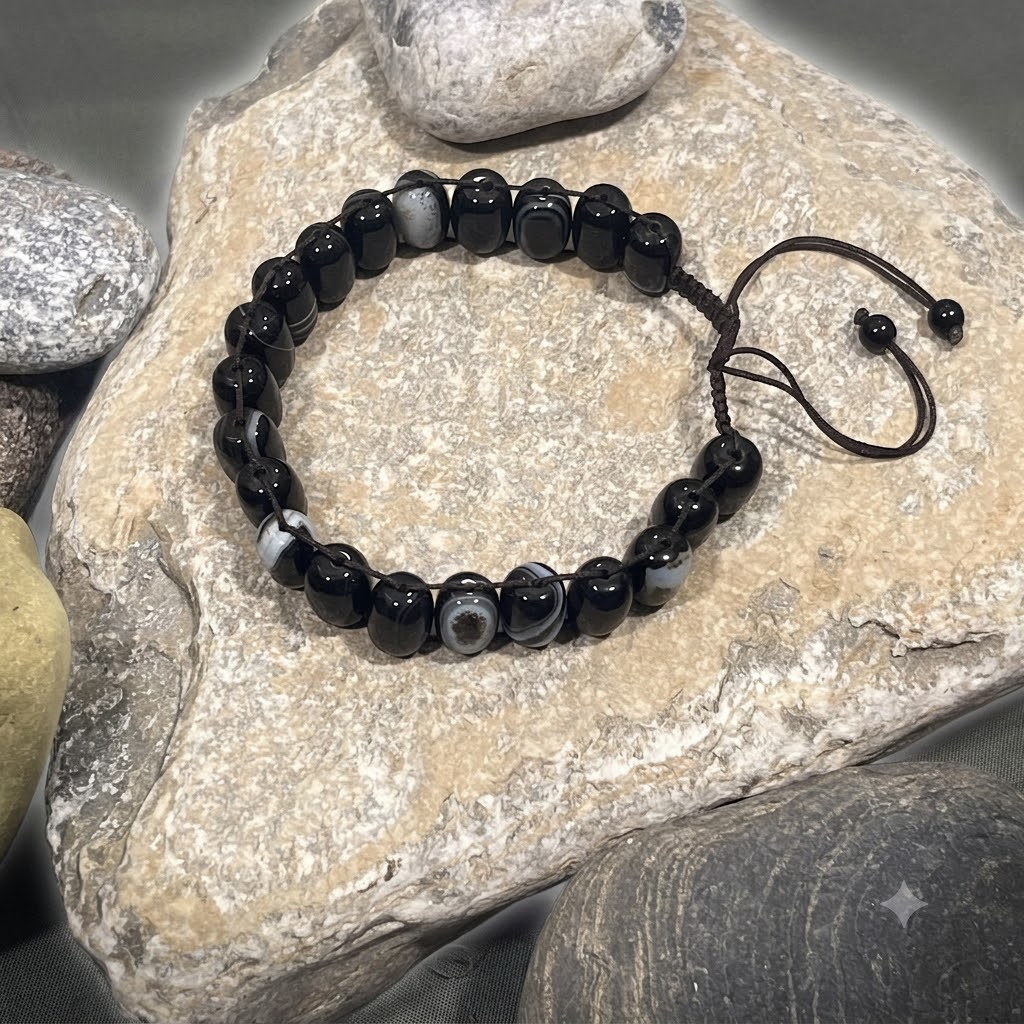 Turkish Round Black  Aqeeq  Stone Tasbeeh Natural Gem-stone