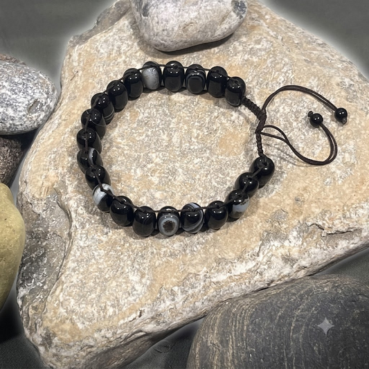 Turkish Round Black  Aqeeq  Stone Tasbeeh Natural Gem-stone