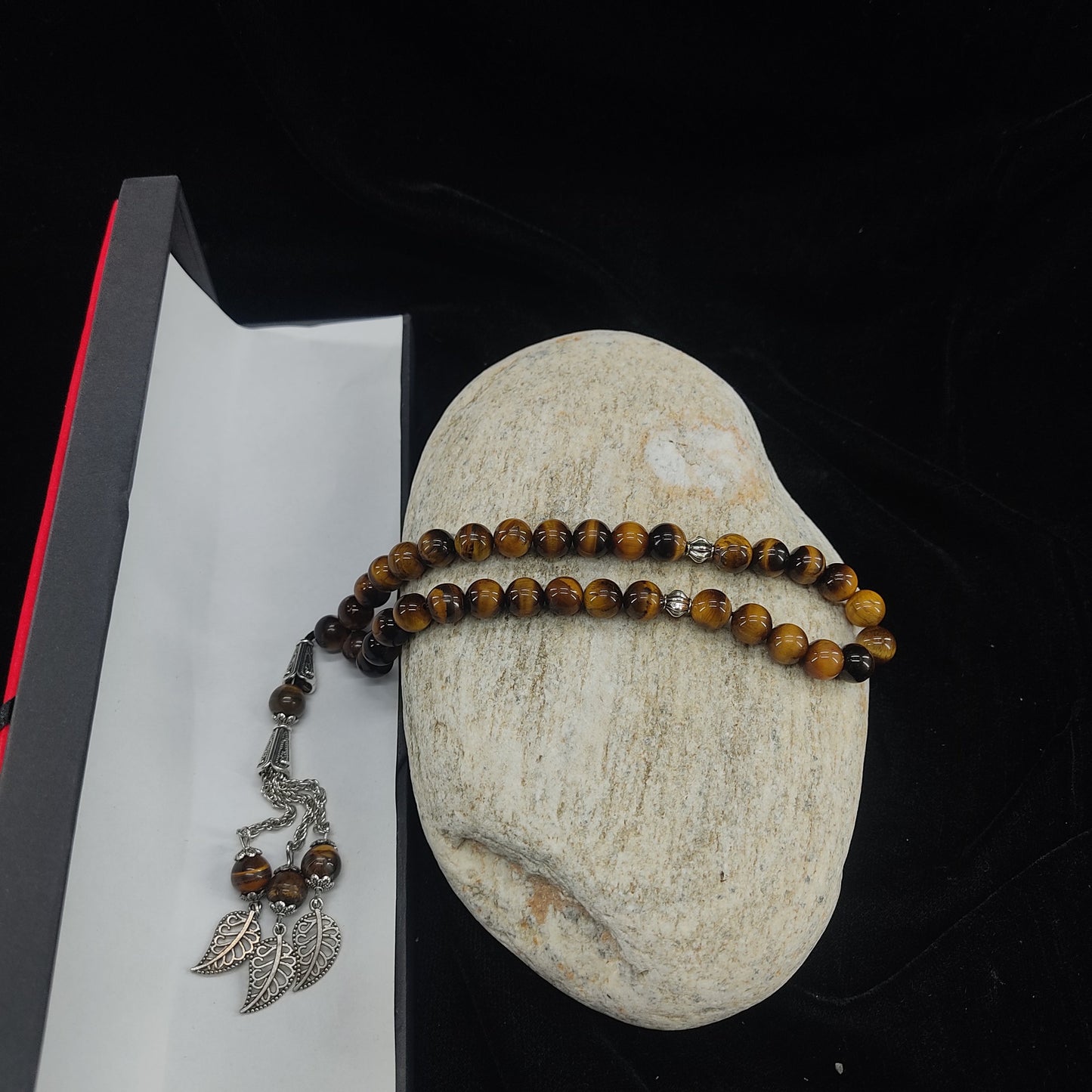 Azadi Sale - Tiger Eye Aqeeq Stone Tasbih 8mm Size / 33Beads, Natural Original Gem-stone