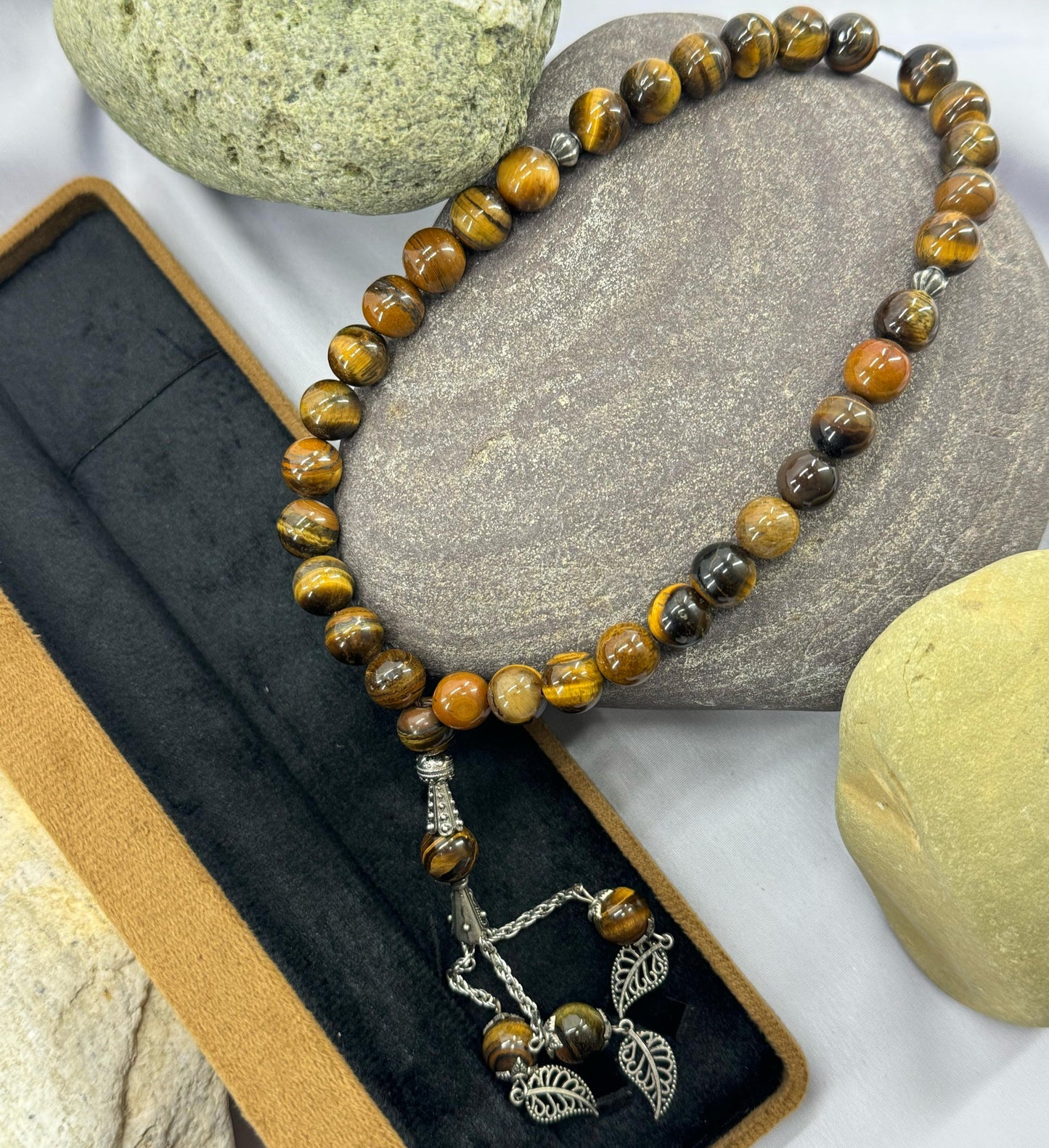 Azadi Sale - Tiger Eye Aqeeq Tasbih Collection, Natural Original Gem-stone