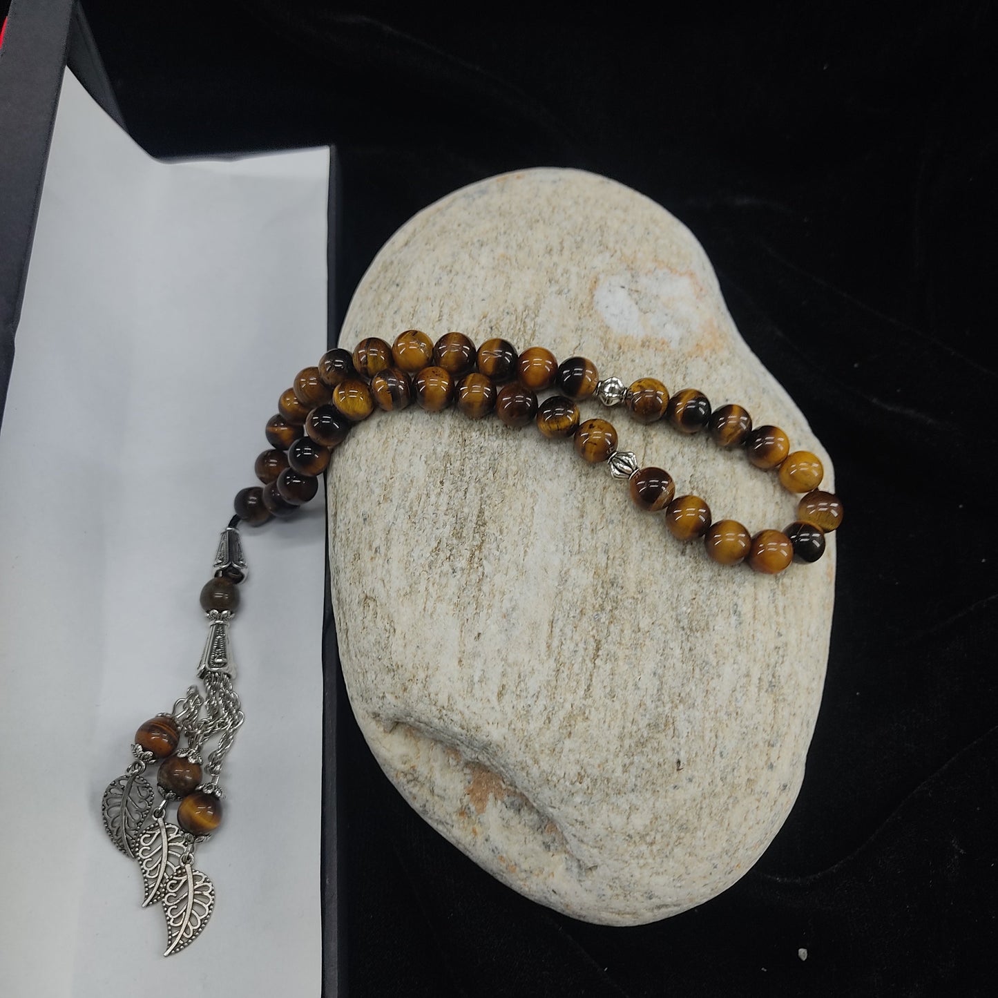 Tiger Eye Aqeeq Stone Tasbih 8mm Size / 33Beads, Natural Original Gem-stone
