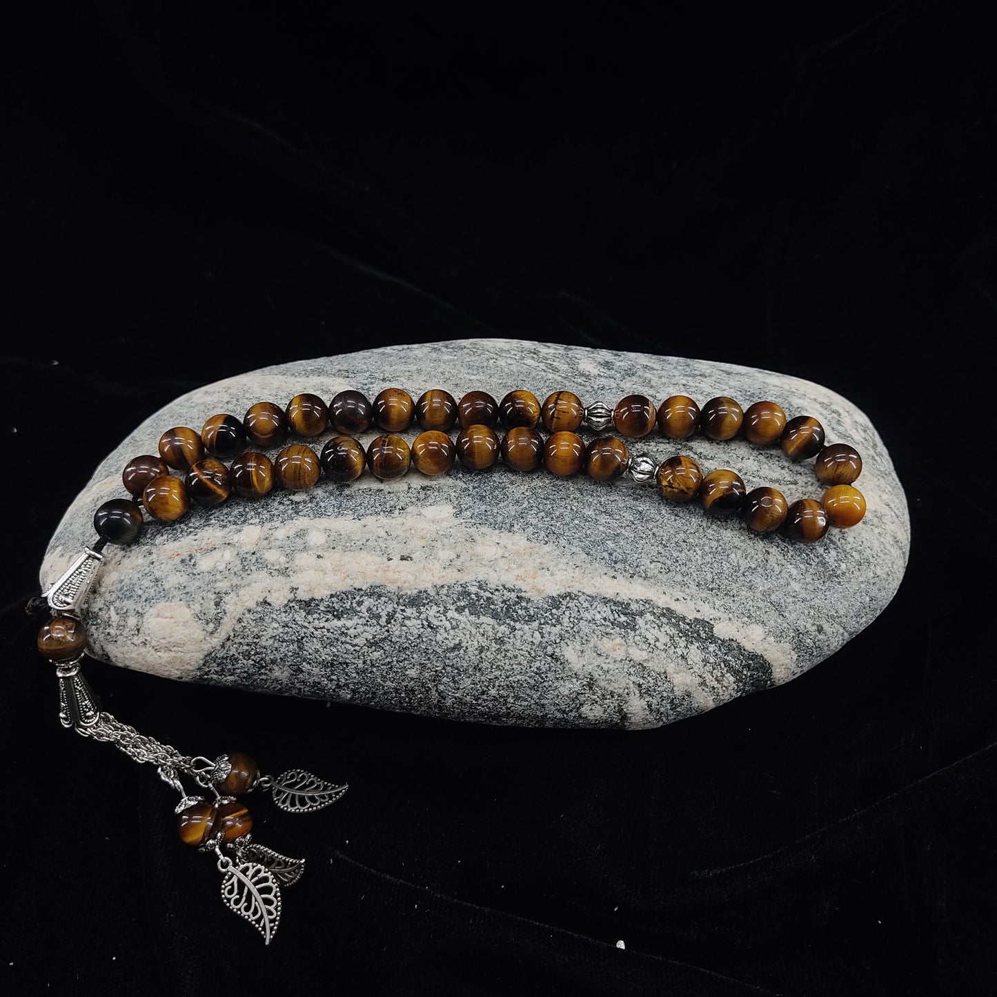 Azadi Sale - Tiger Eye Aqeeq Stone Tasbih 8mm Size / 33Beads, Natural Original Gem-stone