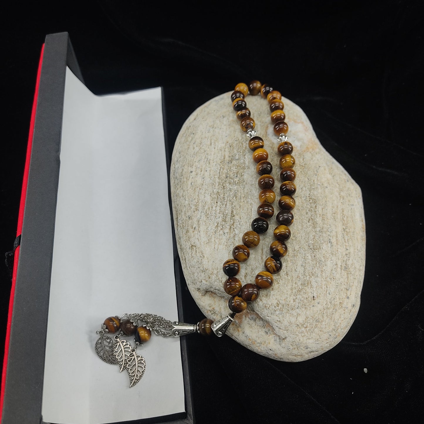 Azadi Sale - Tiger Eye Aqeeq Stone Tasbih 8mm Size / 33Beads, Natural Original Gem-stone