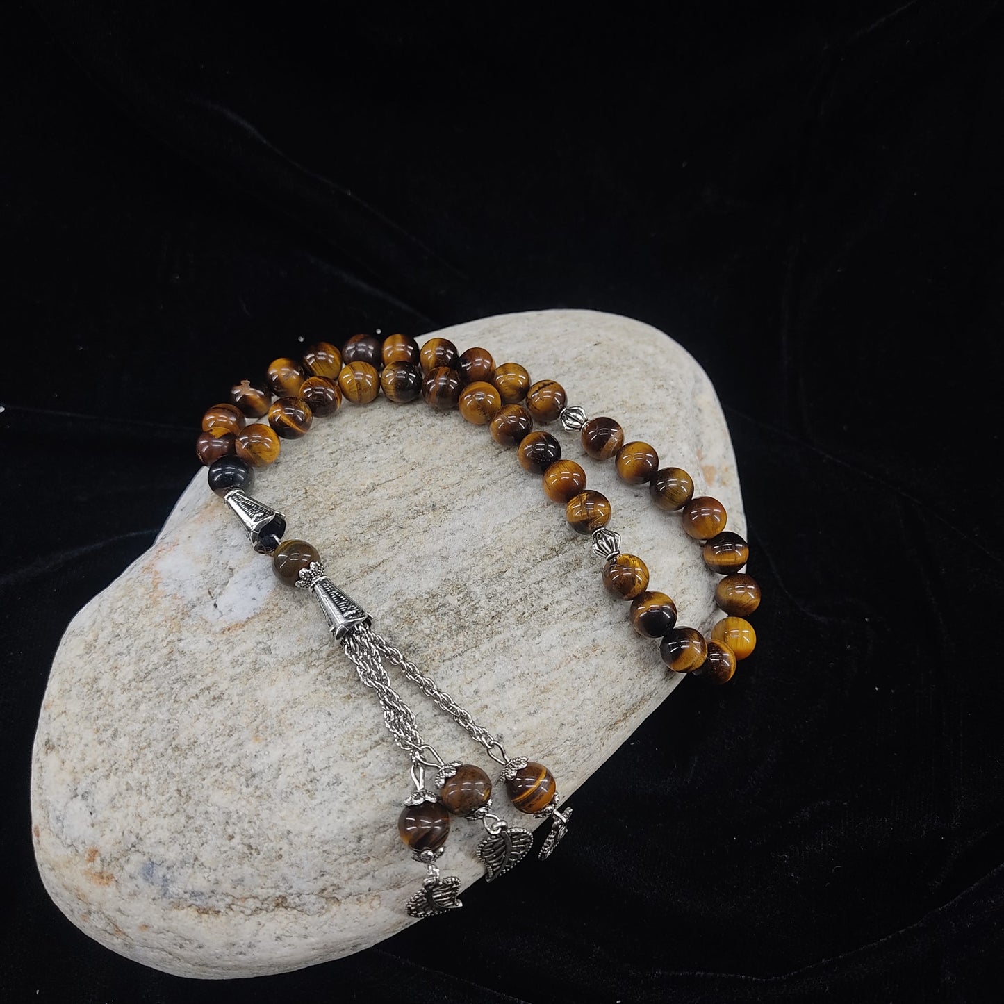 Tiger Eye Aqeeq Stone Tasbih 8mm Size / 33Beads, Natural Original Gem-stone