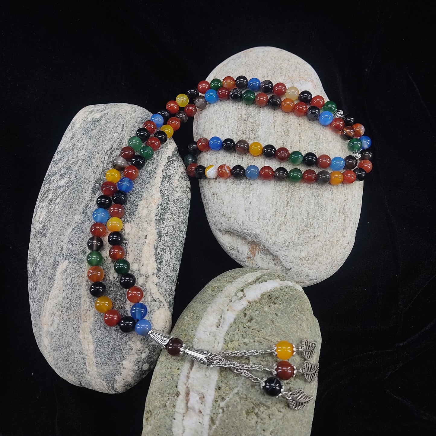 Azadi Sale - Ummul Baneen ( Multi Color Tasbeeh 8mm 100 beads, Natural Original Gem-stone