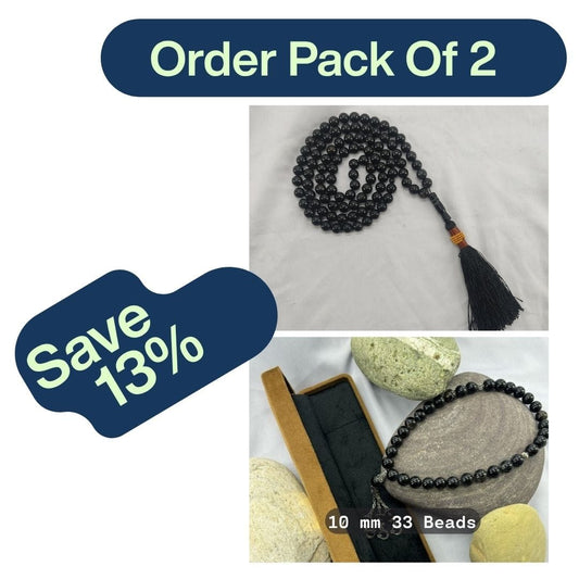 Pack of 2 Black Aqeeq Tasbeeh ( 33 & 100 Beads)